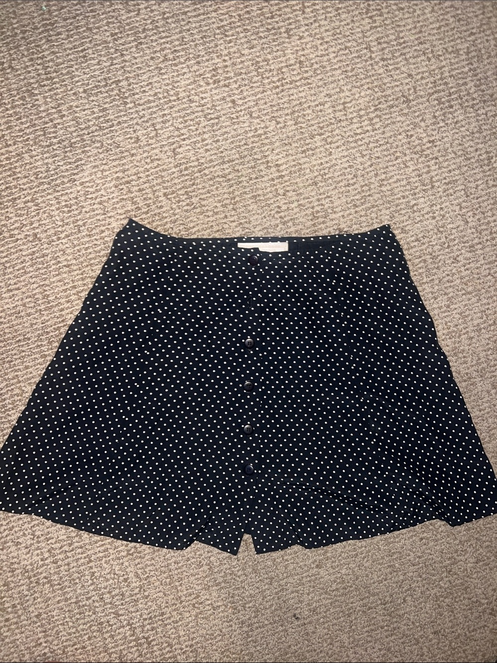 Vintage express button down black and white polka dot mini skater skirt